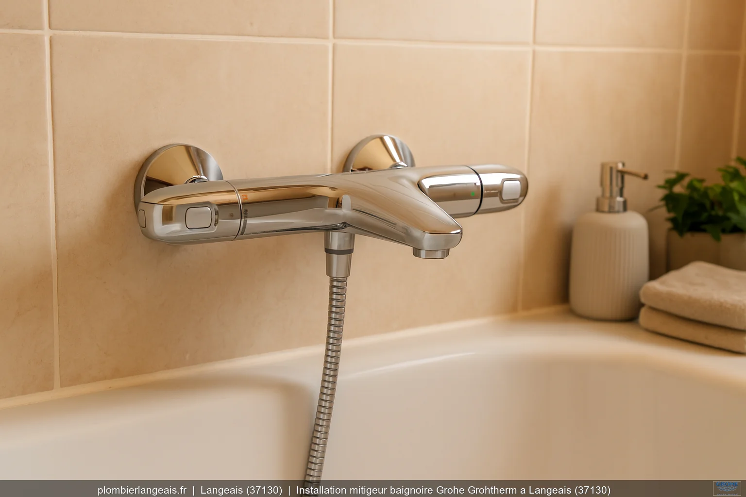 Installation mitigeur baignoire Grohe Grohtherm a Langeais (37130)