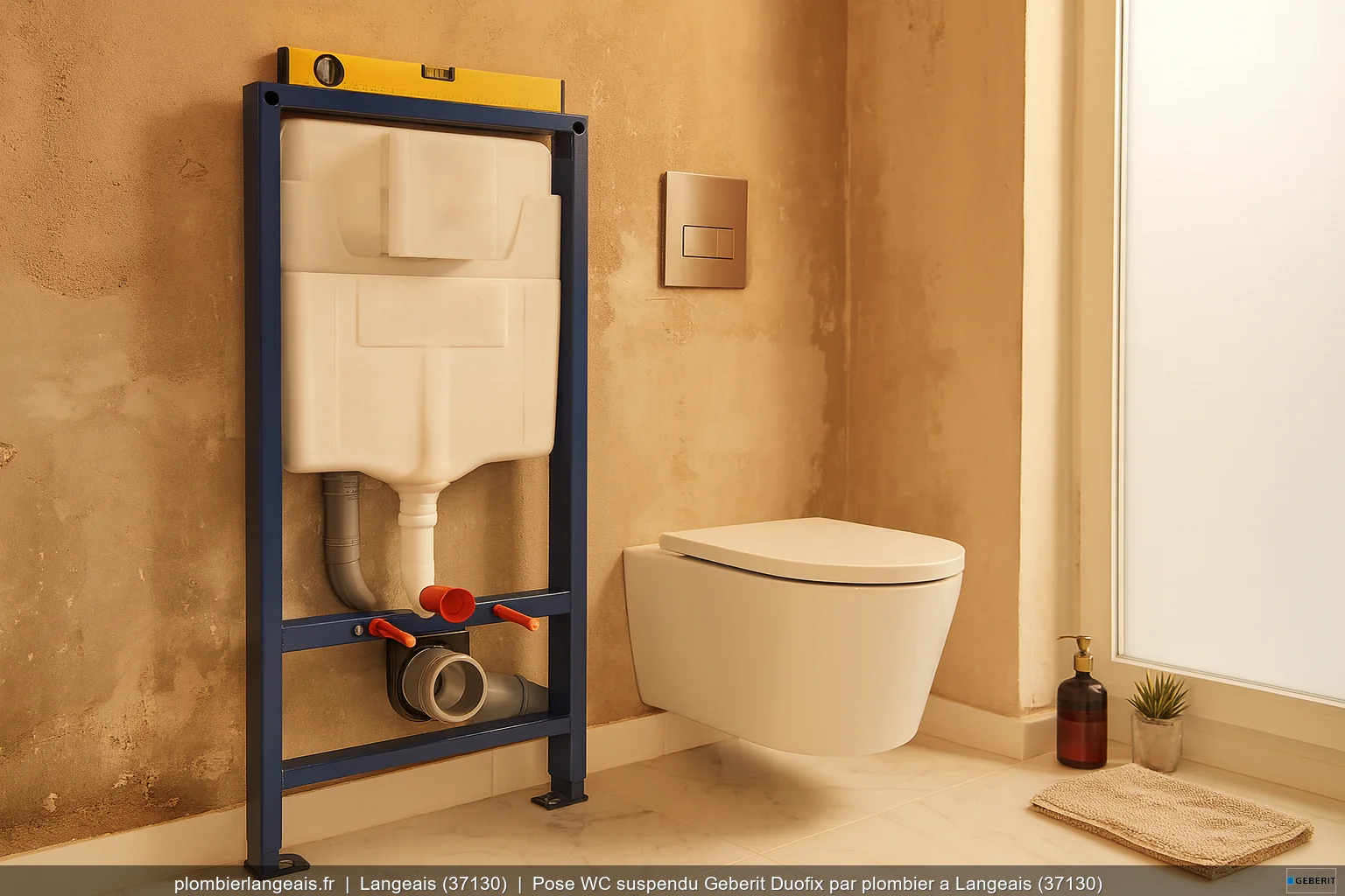 Pose WC suspendu Geberit Duofix par plombier a Langeais (37130)